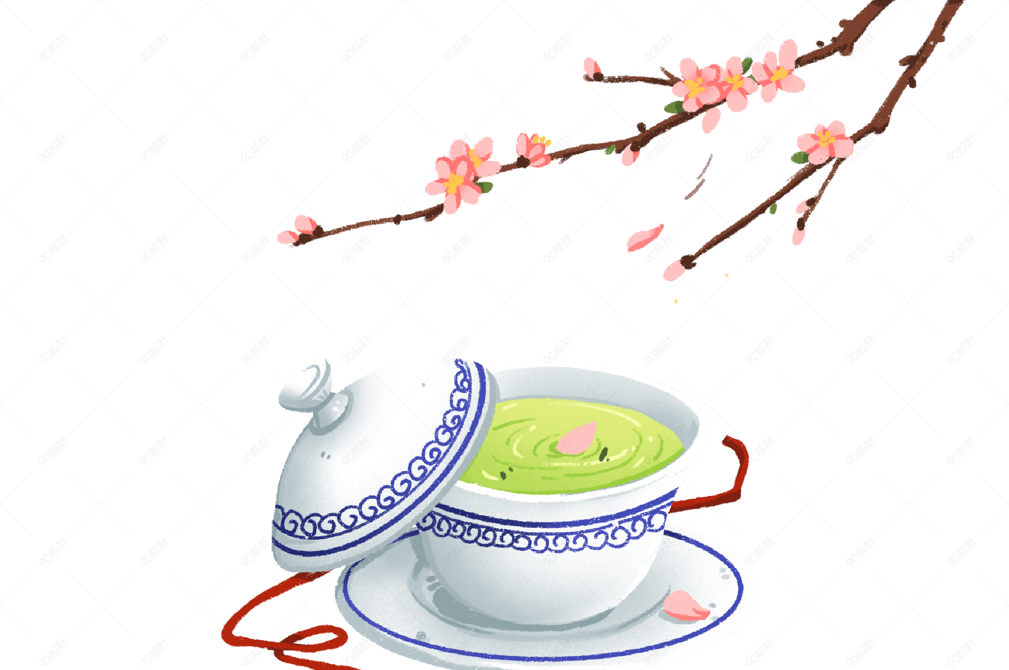 青花瓷碗插画图片