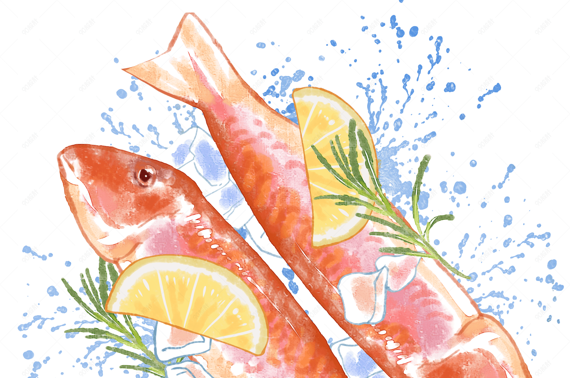 春夏水彩生鲜新鲜鱼肉