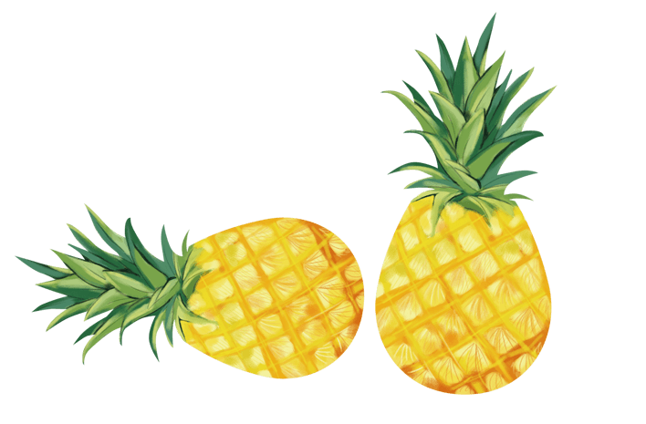 春夏手绘水彩菠萝新鲜黄色水果