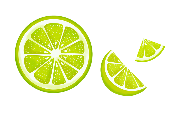 春夏绿色手绘柠檬片青檬水果装饰