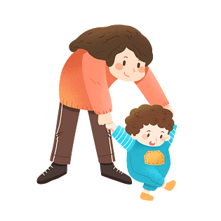 母亲节搀扶宝宝学走路的妈妈