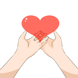 母亲节手绘双手捧着红色爱心