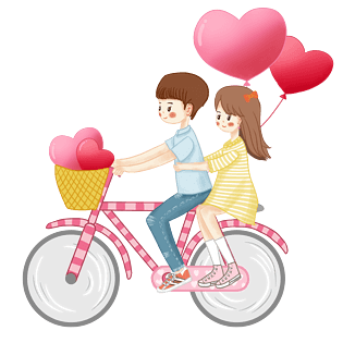 表白节手绘骑单车的恋人情人节装饰气球