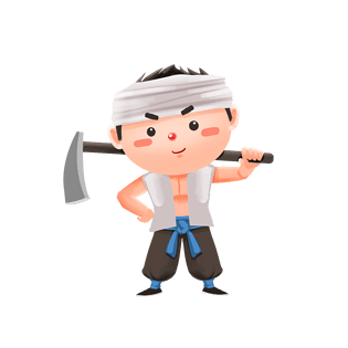 五一劳动节手绘卡通背锄头的农民勤劳