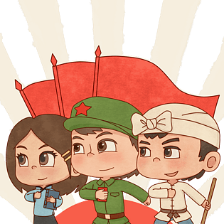 五一劳动节手绘卡通劳动人民五星红旗农民