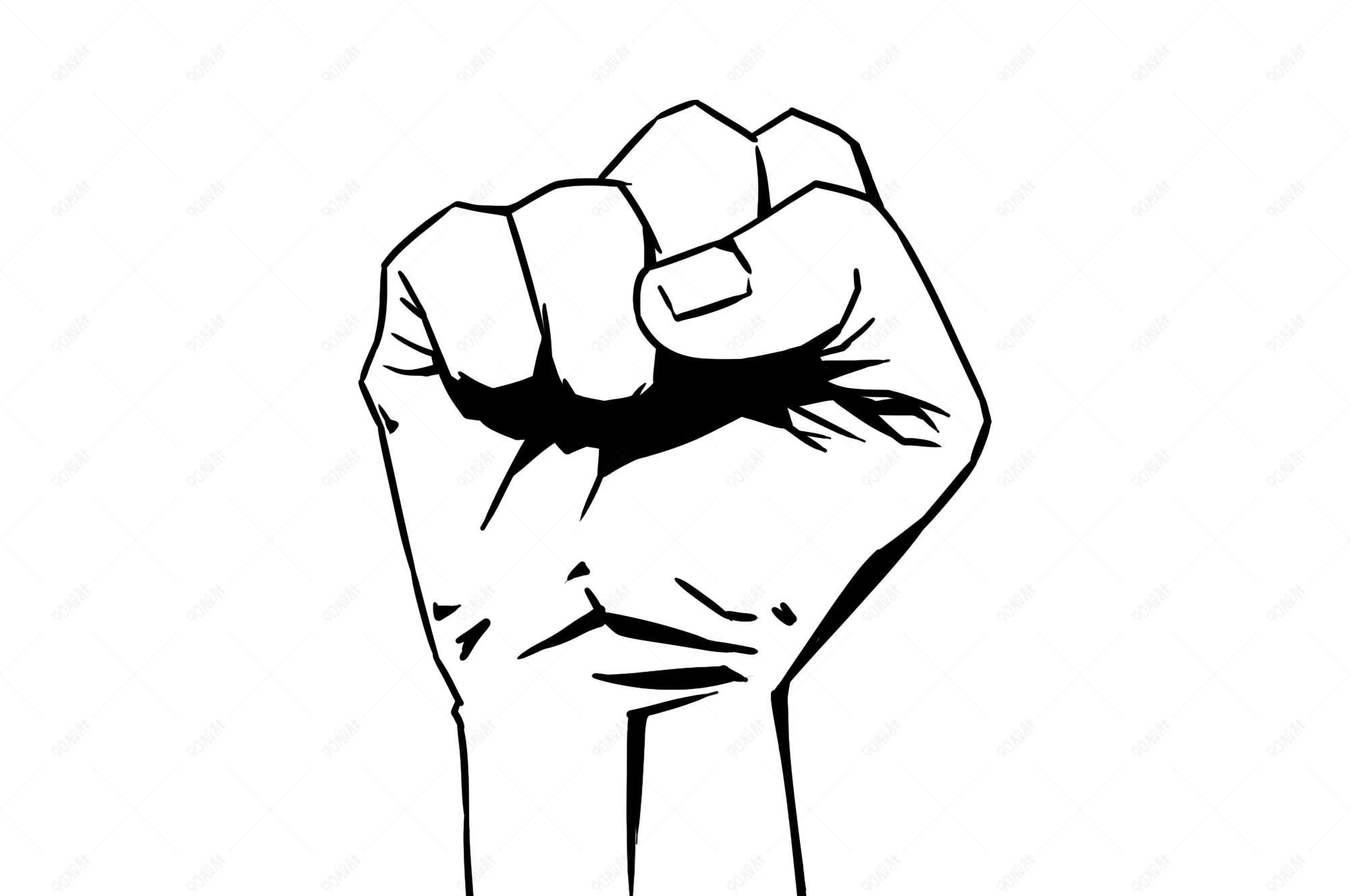 五一劳动节手绘握拳高举右手加油装饰