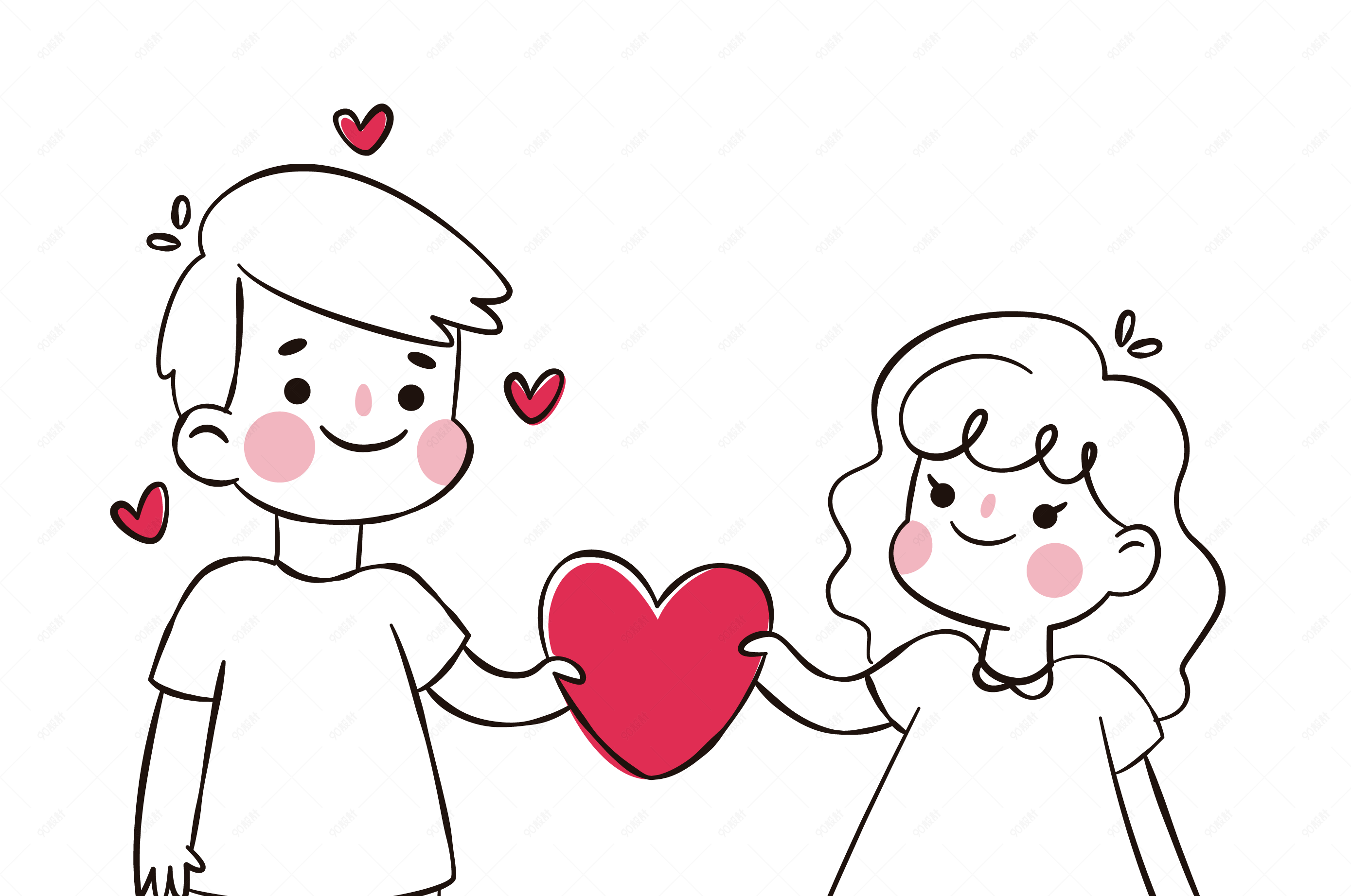 情人节表白节手拿红色爱心情侣