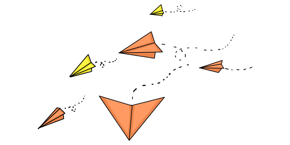 六一手绘彩色纸飞机装饰