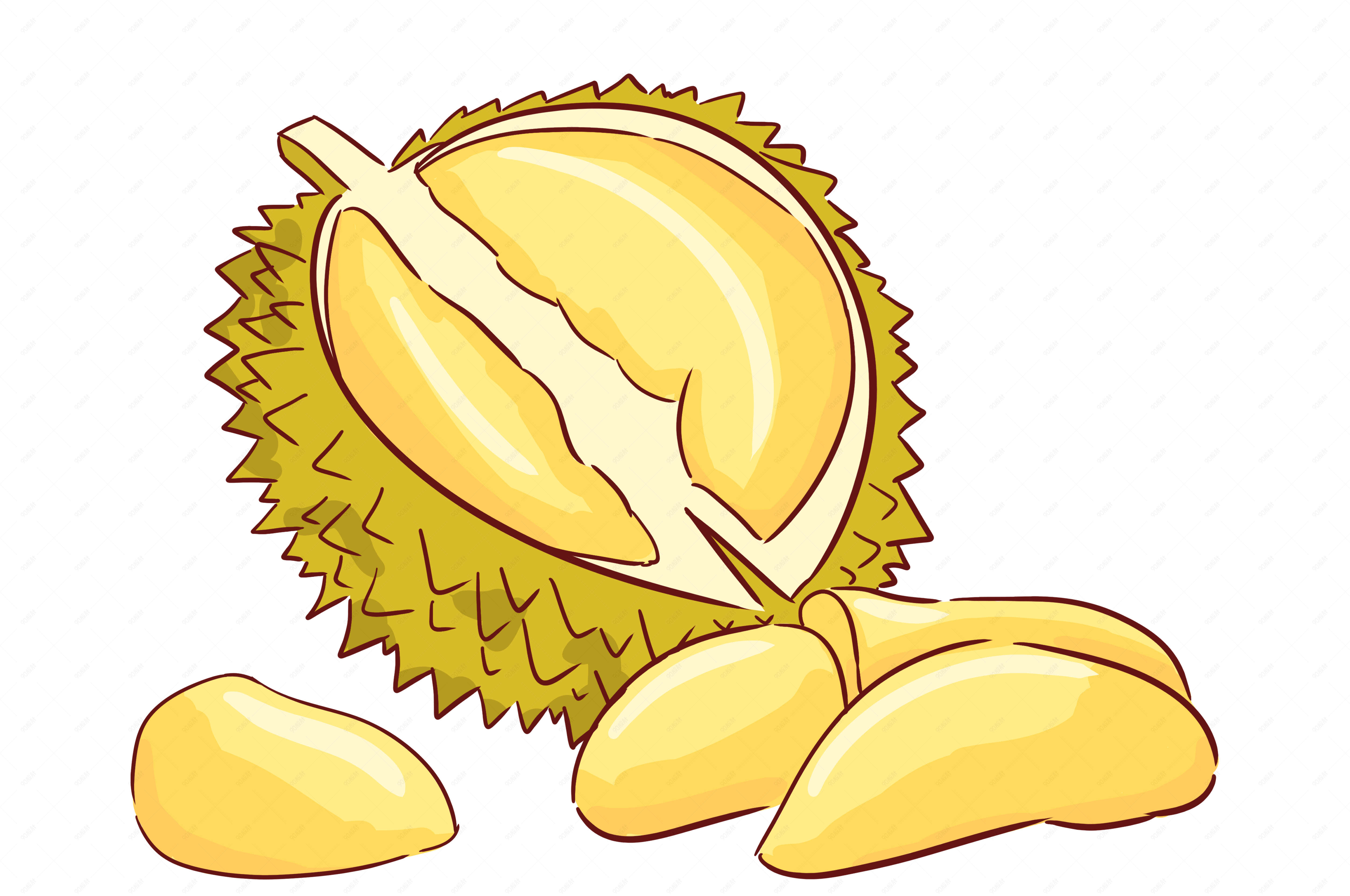 卡通手绘美味水果之王榴莲