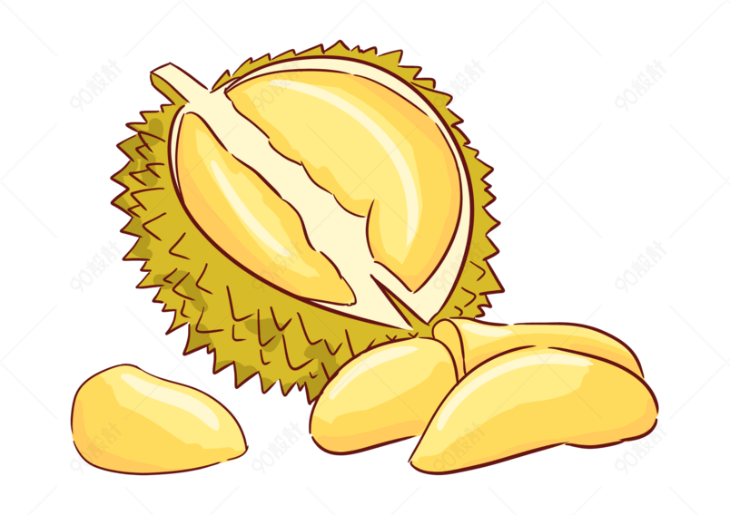 卡通手绘美味水果之王榴莲