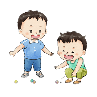 六一儿童节玩弹玻璃球的小玩伴