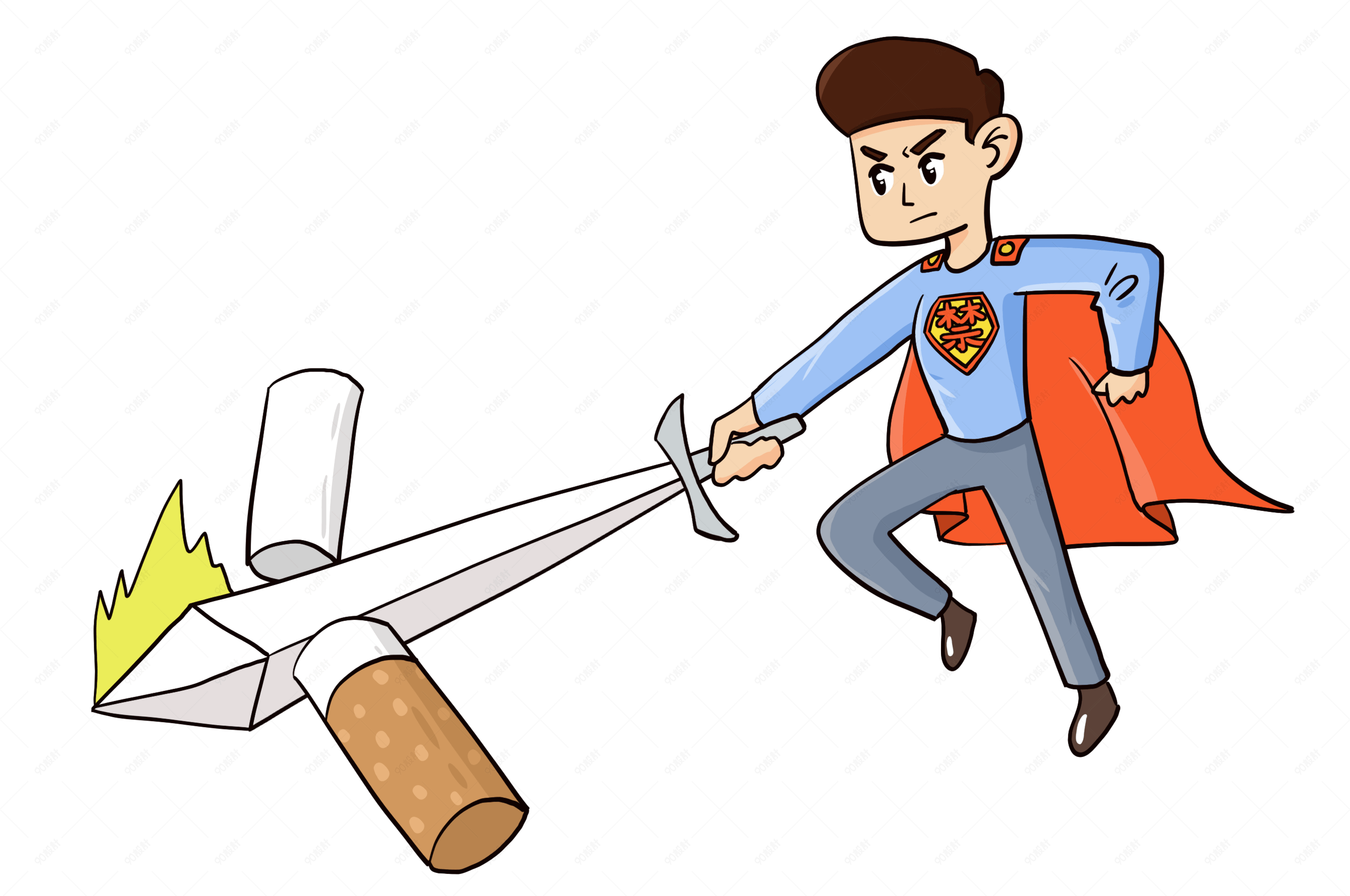 世界无烟日手绘禁烟使者