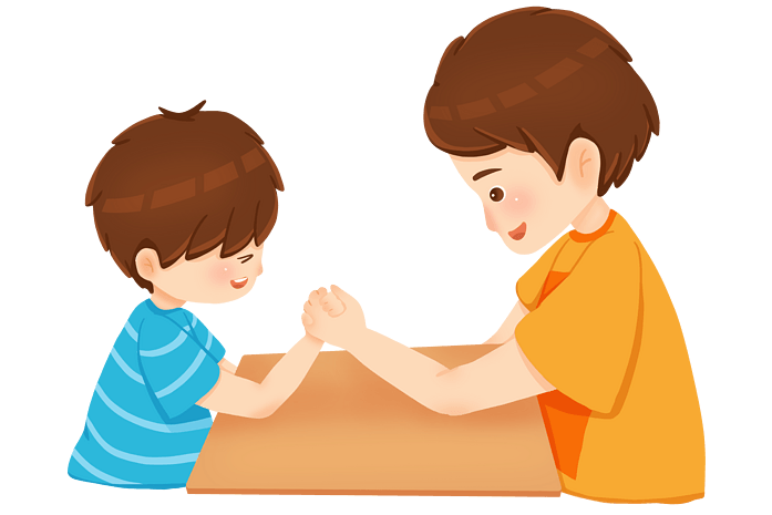 六一儿童节父子扳手腕做游戏