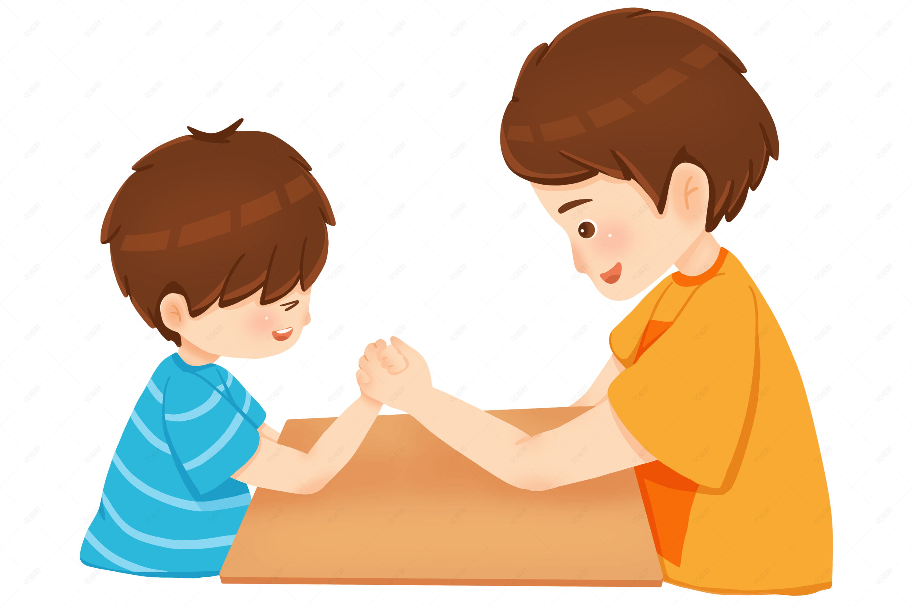 六一儿童节父子扳手腕做游戏