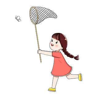 六一儿童节扑蝴蝶的小女孩