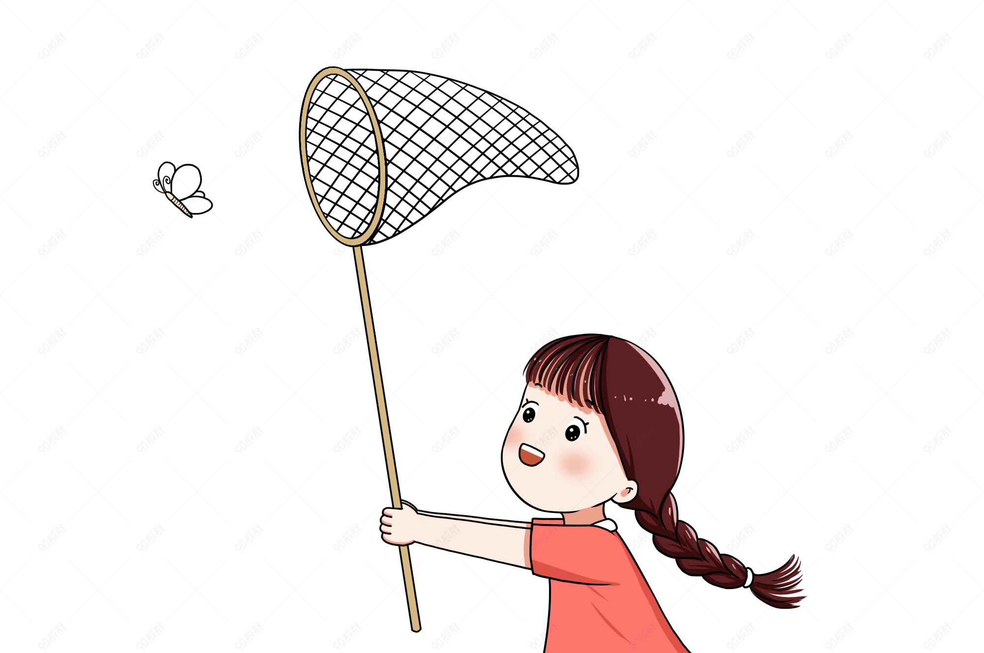 六一儿童节扑蝴蝶的小女孩