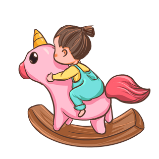 六一儿童节骑木马的小女生