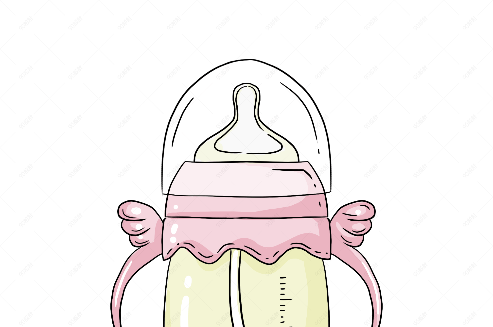 六一儿童节婴儿卡通可爱粉色奶瓶