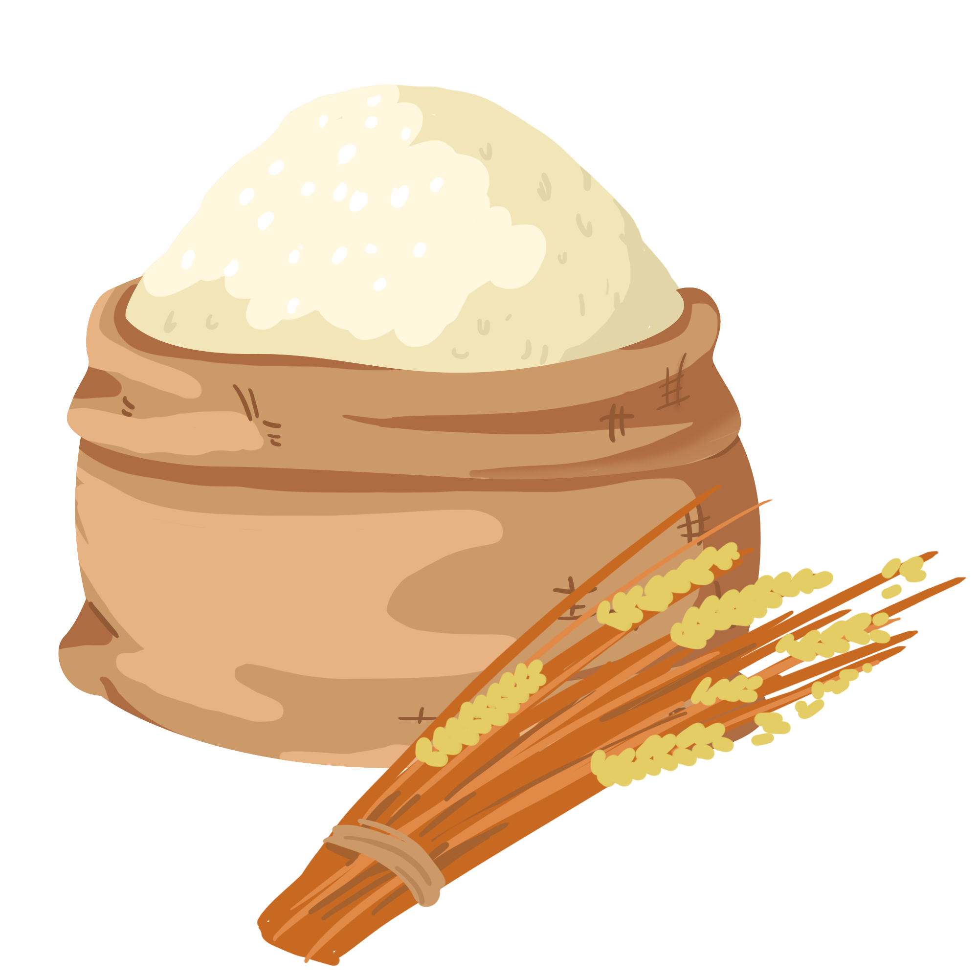 芒种手绘大丰收的稻米图片