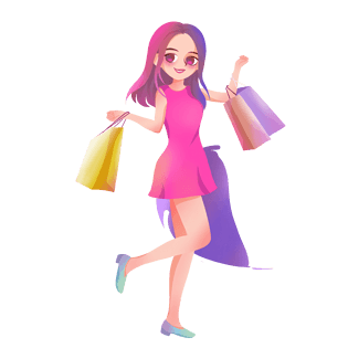 618年中大促提着购物袋的少女