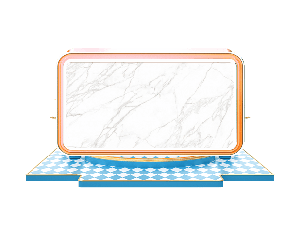 618购物狂欢节质感蓝色舞台产品边框元素