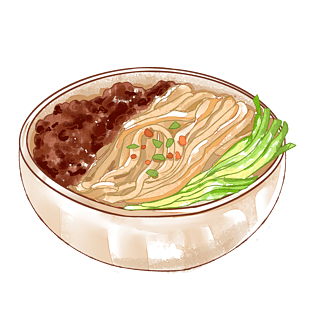 夏季凉面水彩拉面元素