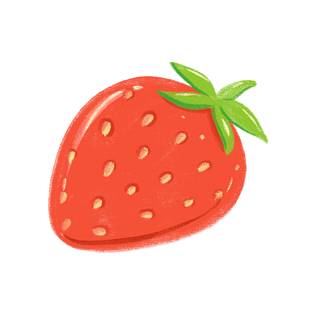 蜡笔风格夏日可爱草莓