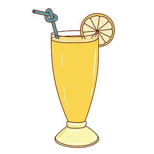 夏日卡通手绘饮品柠檬果汁