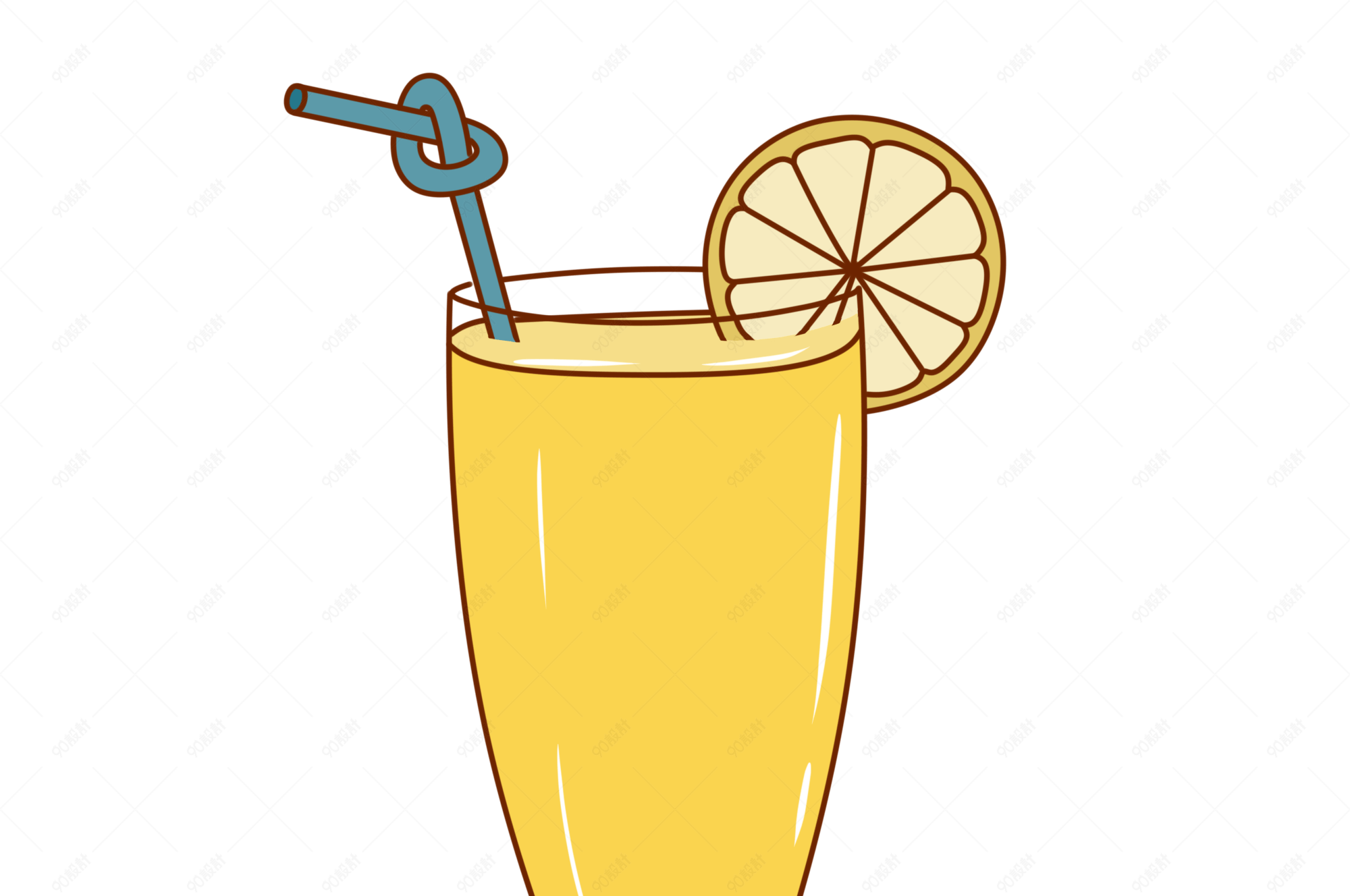 夏日卡通手绘饮品柠檬果汁