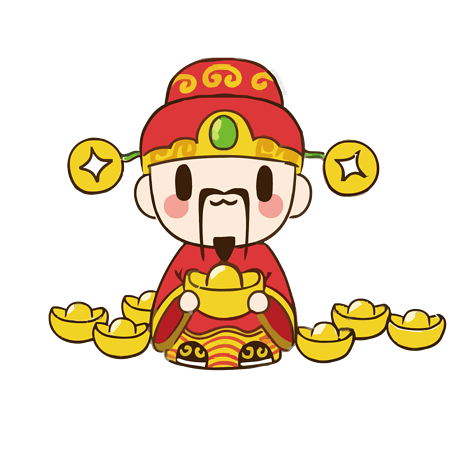 祝福系列卡通插画财运滚滚pngpsd2000*2000新年财运mbe风格创意插画pn