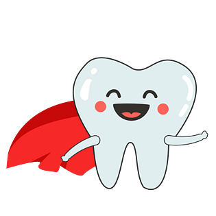 全国爱牙日卡通牙齿超人形象保护牙齿