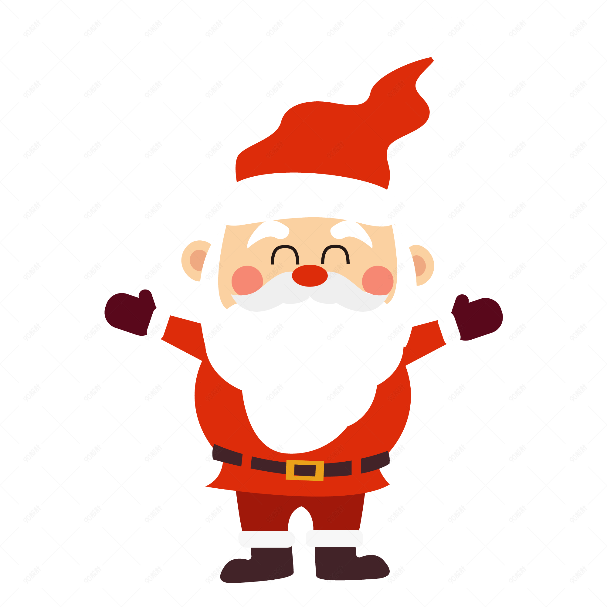 红色圣诞节卡通圣诞老人元素【免抠元素png】-90设计网