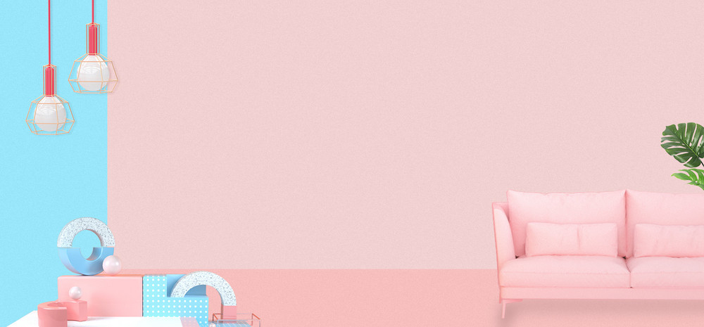 粉红色立体空间感ins风春夏女装服装服饰海报背景