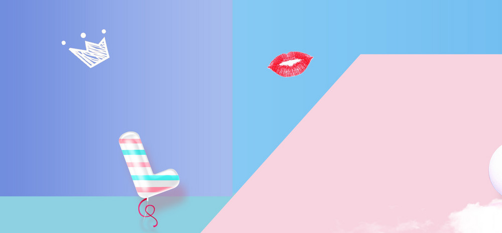 蓝色粉红色简约春夏女装海报背景