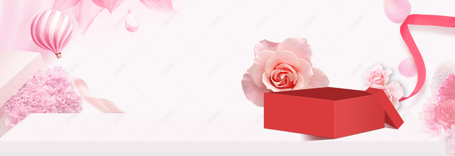 粉红色情人节钻戒促销珠宝饰品海报背景