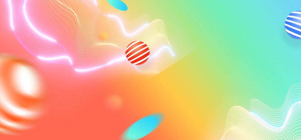 蓝色橙色渐变炫彩大促活动收纳盒海报背景