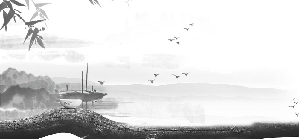 白色古风水墨画茶叶饮品春茶节海报背景