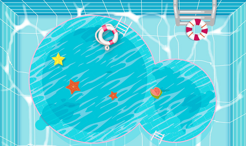 游泳池卡通手绘化妆品海报背景图已下载3次1920x1200嬉水节手绘可爱