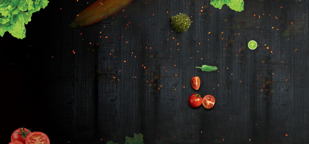 黑色复古饮食蔬果木纹厨具道具餐桌海报背景