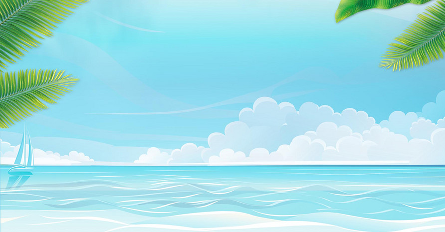 夏季蓝色简约小清新卡通海边泳衣海报背景图