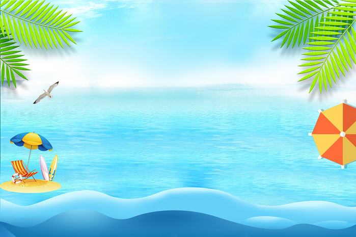 夏日狂暑季海边小清新泳衣女装海报背景图