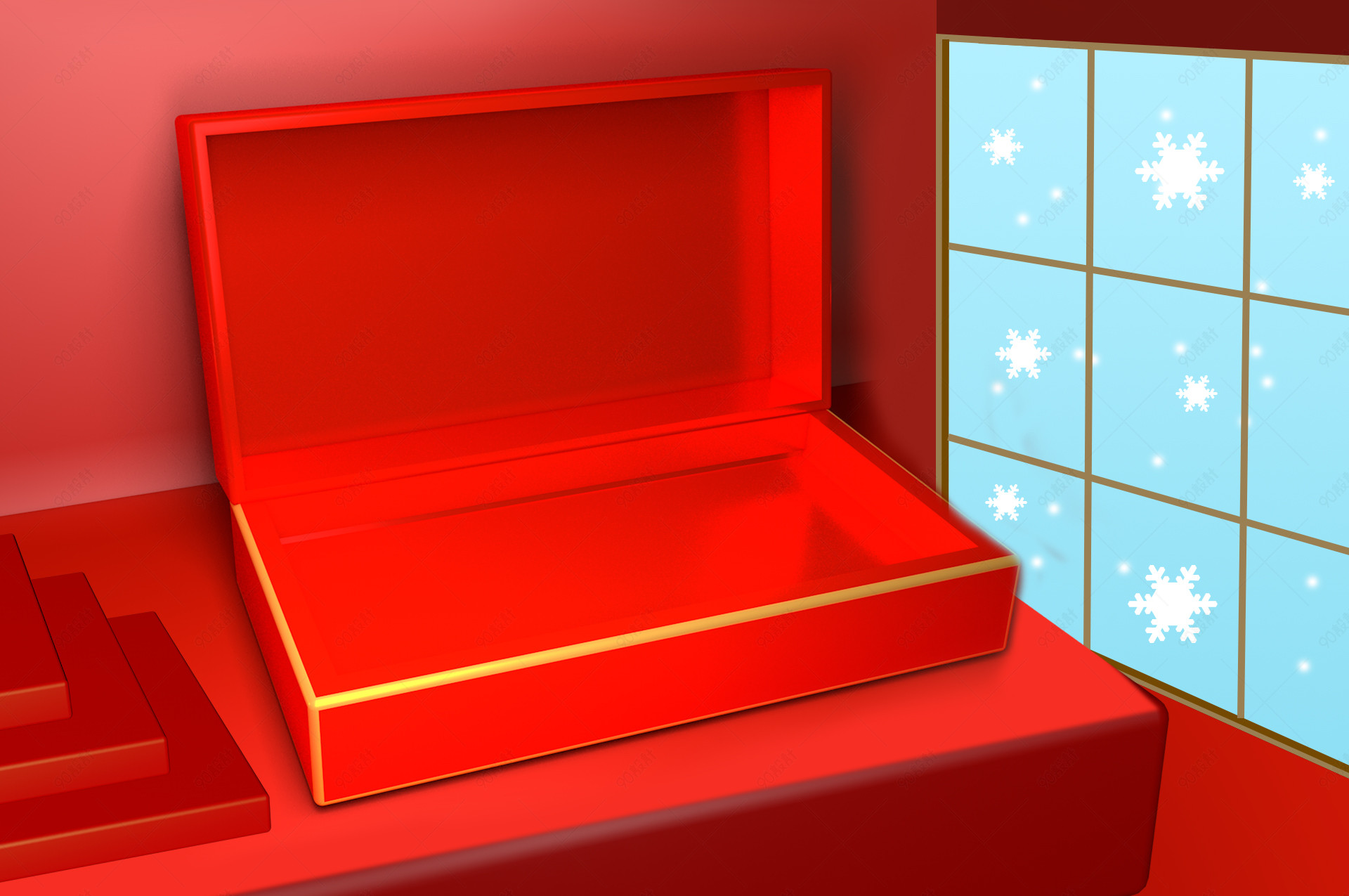 红色喜庆时尚节日促销展台化妆品海报背景图