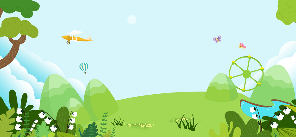 手绘小清新绿色春游季出游植物海报背景图