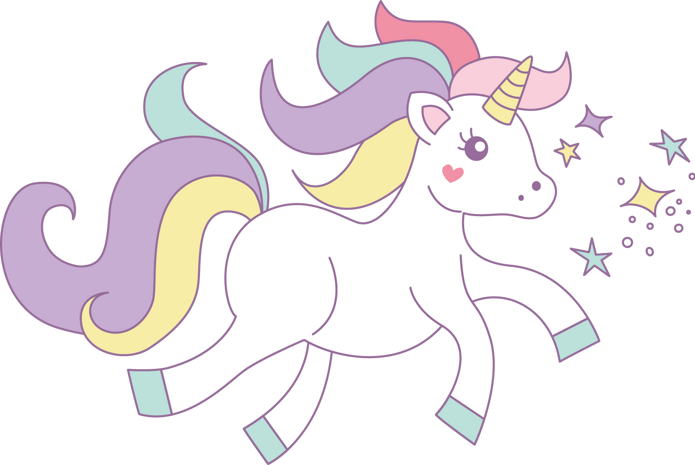 简约可爱多彩卡通动物小飞马矢量画