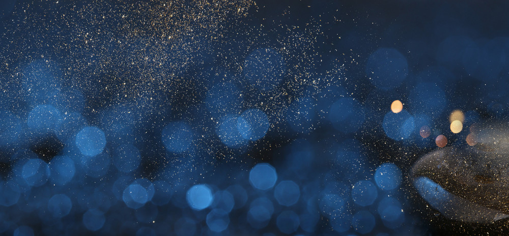 灯光点影幻蓝色金光金粉电子科技感海报背景