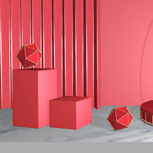 红色c4d时尚促销女鞋手提包主图详情页背景