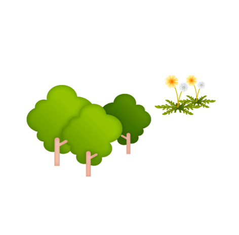 卡通树和花矢量图