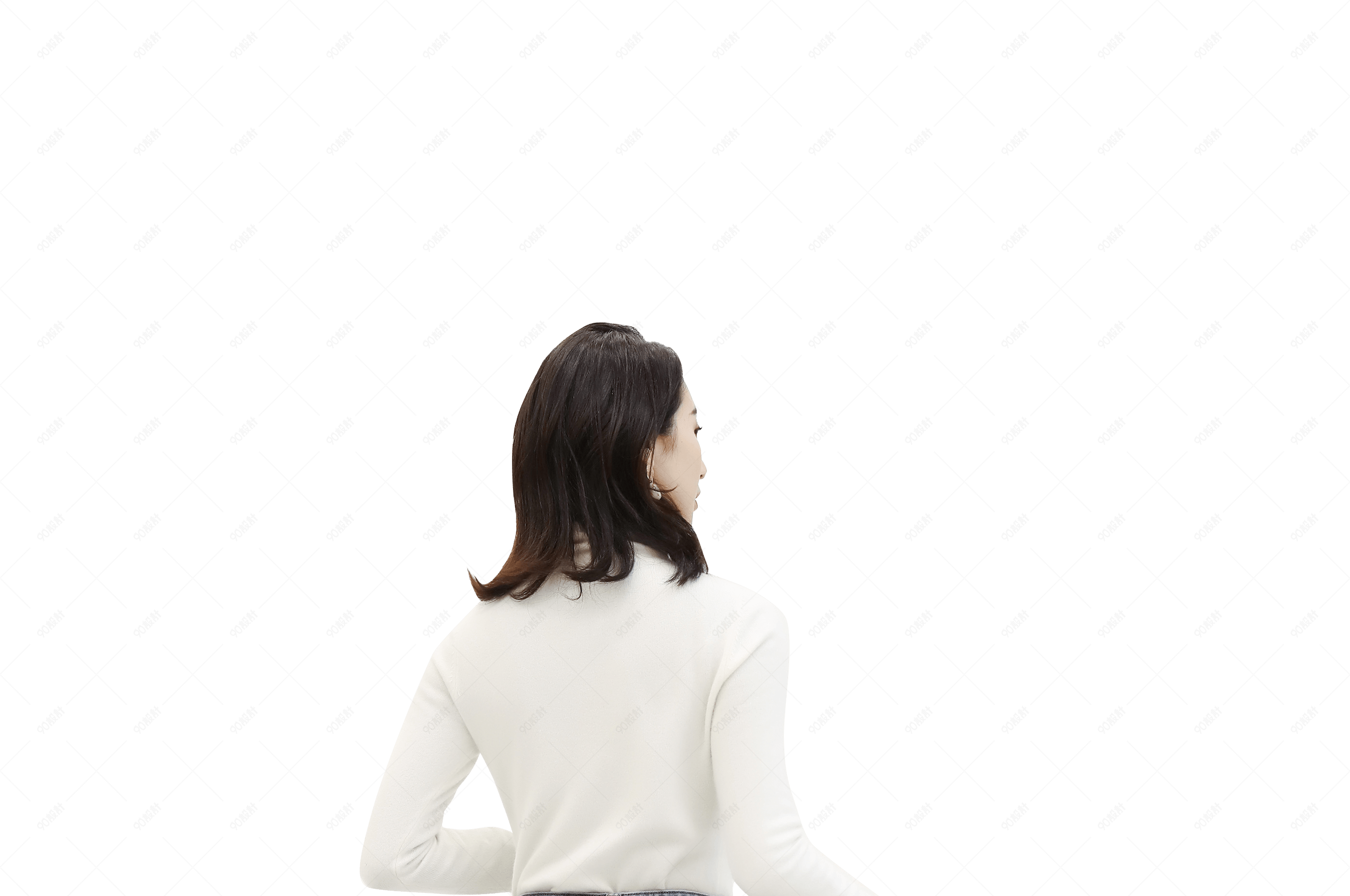 穿牛仔裤的时尚女模特背影