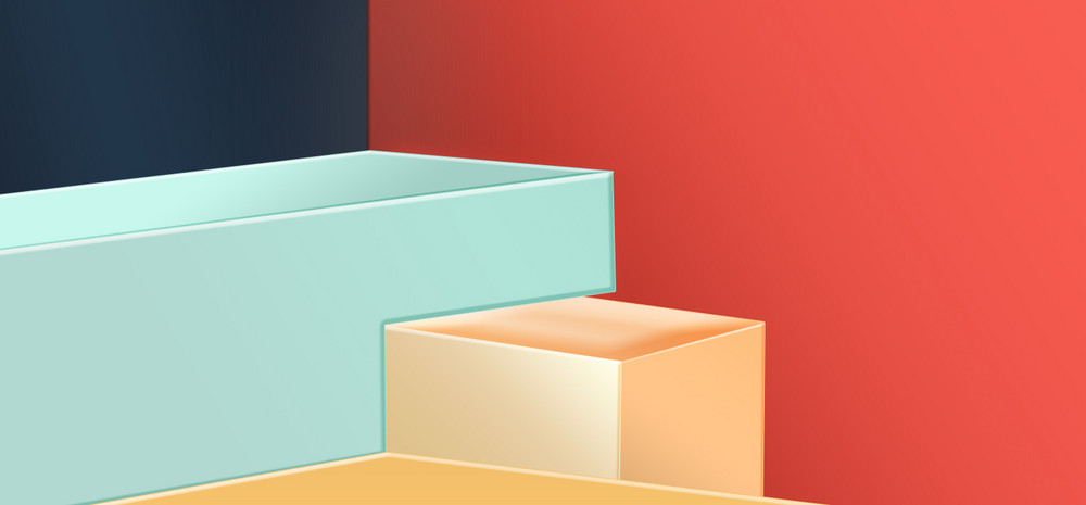 橙红深蓝拼色化妆品护肤品美容仪器海报背景