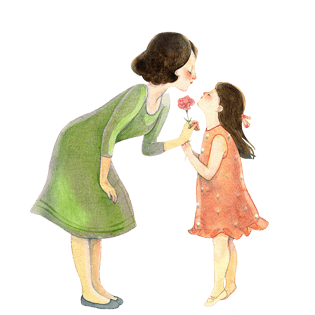 手绘母女pngpsd2000*2000母亲节节日素材pngpsd2000*2000妈妈和女儿